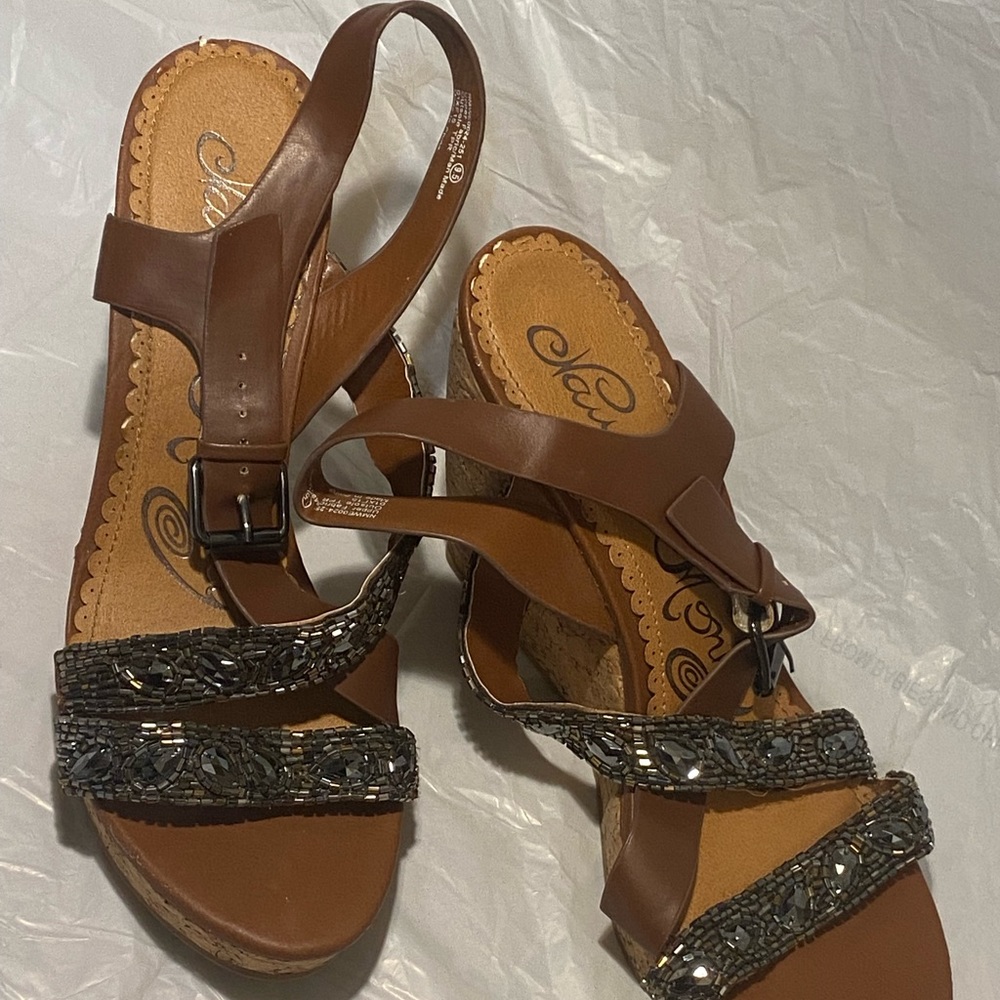 Naughty Monkey brown Wedges shoe size 9.5